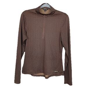 Kerrits Equestrian 1/4 Zip Top Women’s Small Brown Snaffle Bit Print Horse Girl